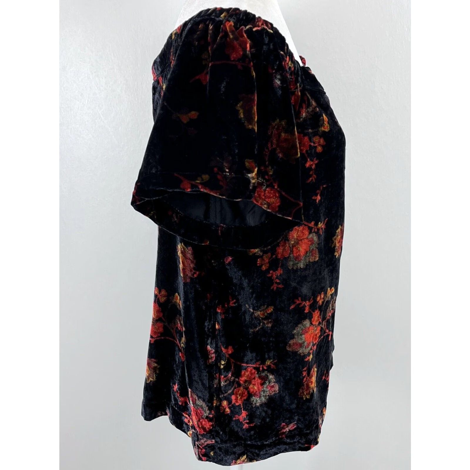 Ann Taylor Ann Taylor LOFT Velvet Floral Off Shoulder Blouse Top Women's Small Multicolor Size S / US 4 / IT 40 - 4 Thumbnail