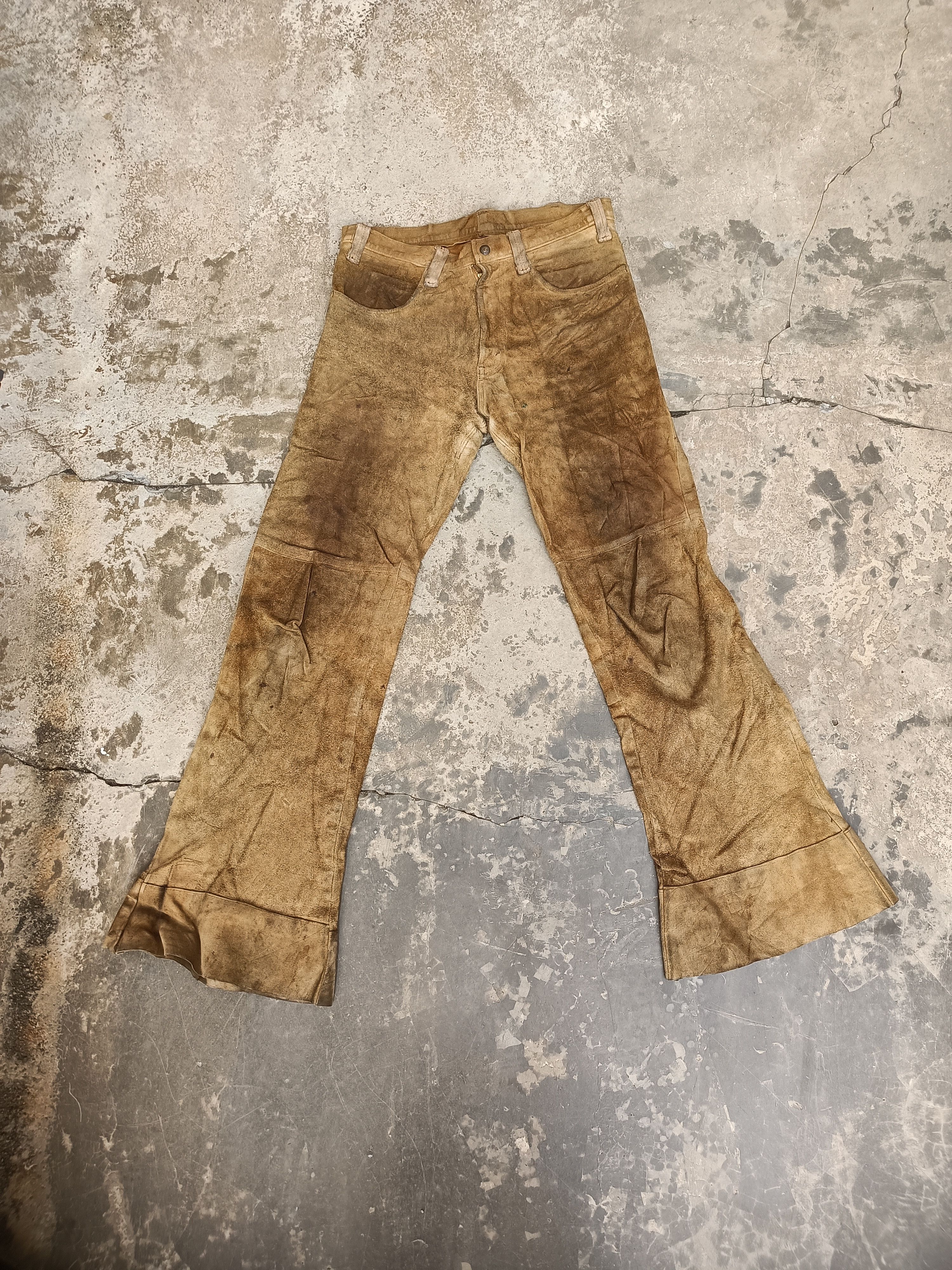 Levi's Vintage Clothing Distress Vintage 70s Levi's Leather Suede Flared Pants Size US 32 / EU 48 - 1 Thumbnail