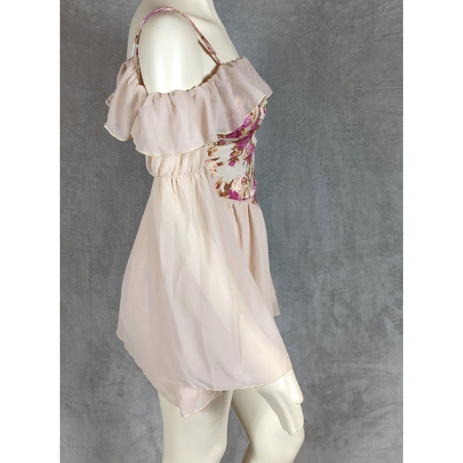 Cider Womens XS Mini Dress Off-Shoulder Corset Floral Medieval Renaissance Cottage Size XS / US 0-2 / IT 36-38 - 5 Thumbnail