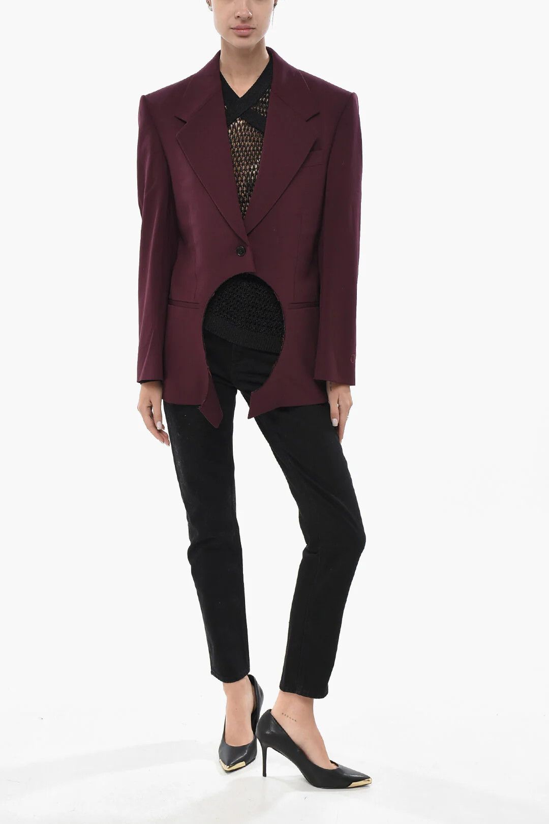 Off-White og1mm0426 Lined Blazer in Burgundy Size XS / US 0-2 / IT 36-38 - 4 Thumbnail