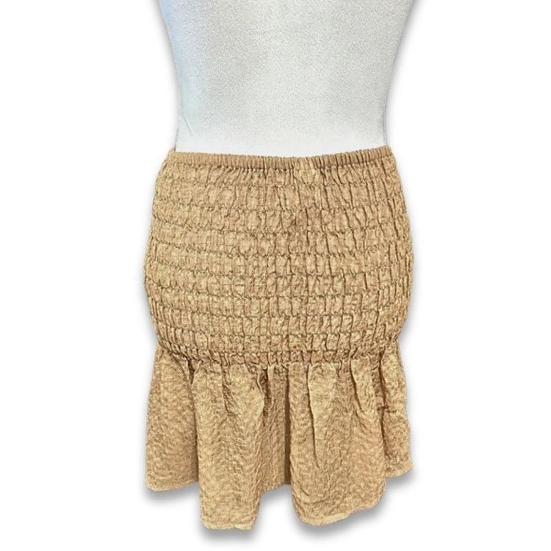 Other Open Edit Mini Skirt Sheer Fabric Smocked Ruffled Brown S Size 28" / US 6 / IT 42 - 6 Thumbnail