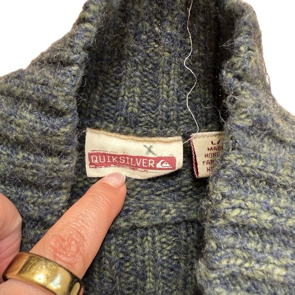 Quiksilver 90s Vintage Quicksilver Blue and Green Marled Chunky Knit Mo Size US XL / EU 56 / 4 - 9 Thumbnail