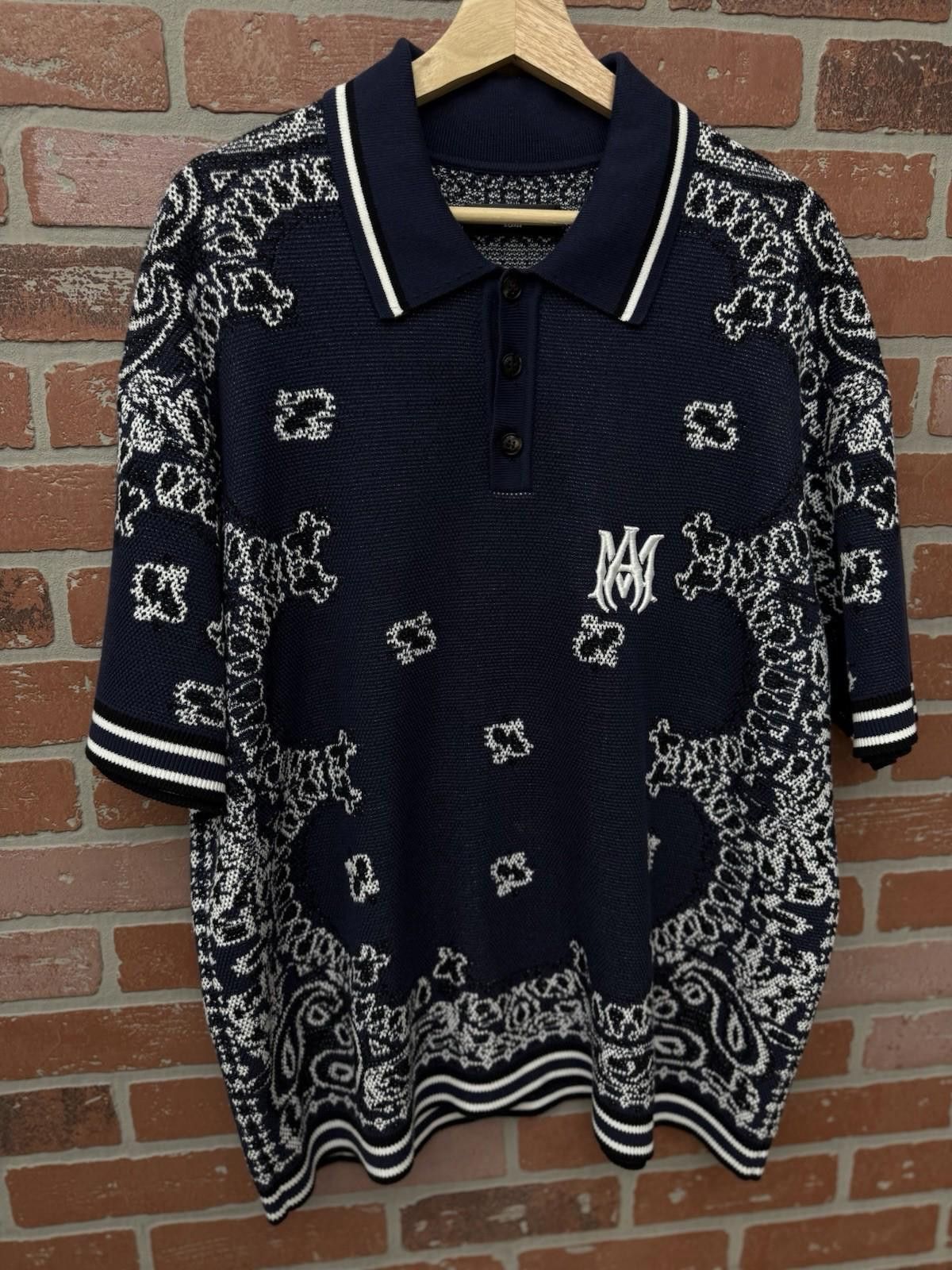 Amiri Amiri Bandana Short Sleeve Polo Shirt Blue Dress Style XL Size US XL / EU 56 / 4 - 6 Thumbnail