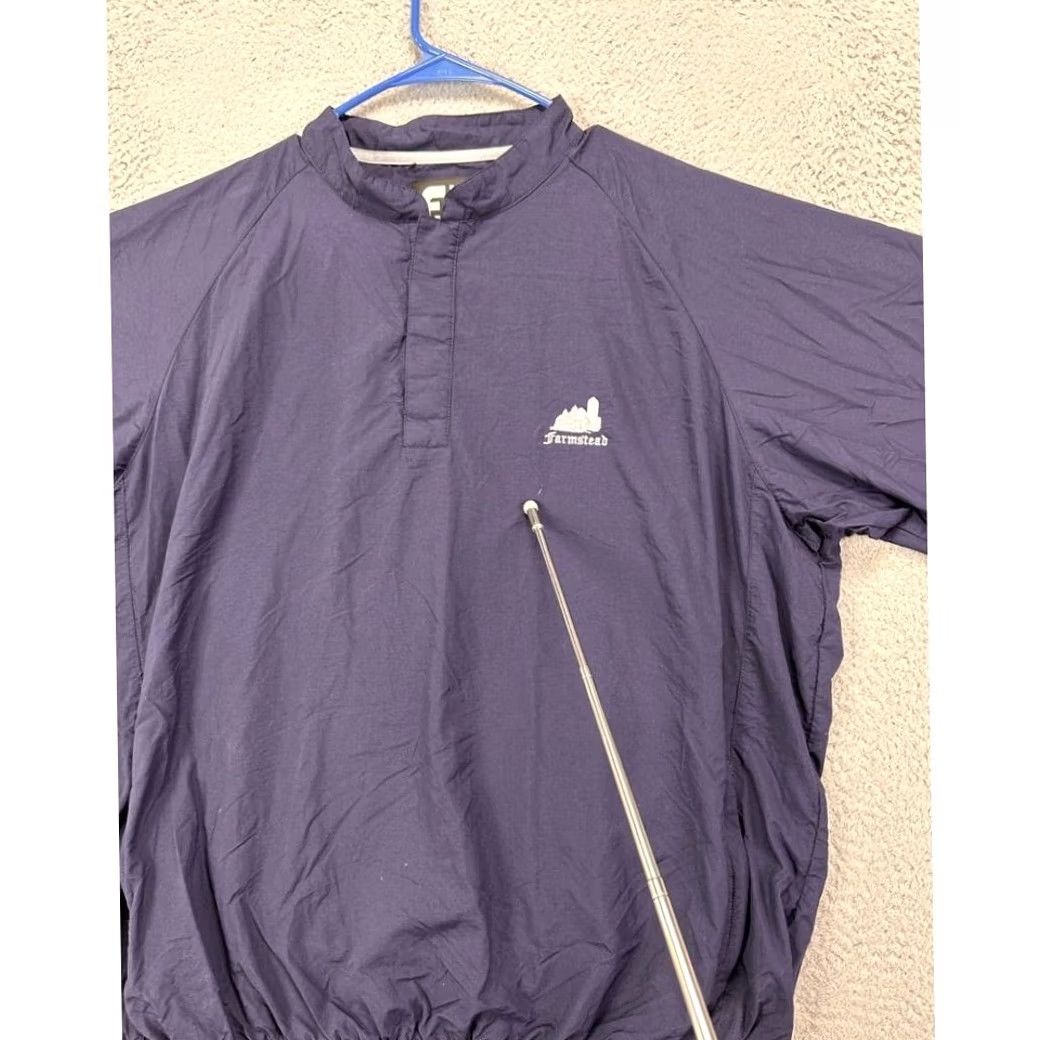 Footjoy FootJoy Windbreaker Jacket Mens Large Blue Nylon Pullover FJ Golf Hiking Lightweight Easy Care Outdoor Sports Jacket Mens Blue Windbreaker Size US L / EU 52-54 / 3 - 6 Thumbnail