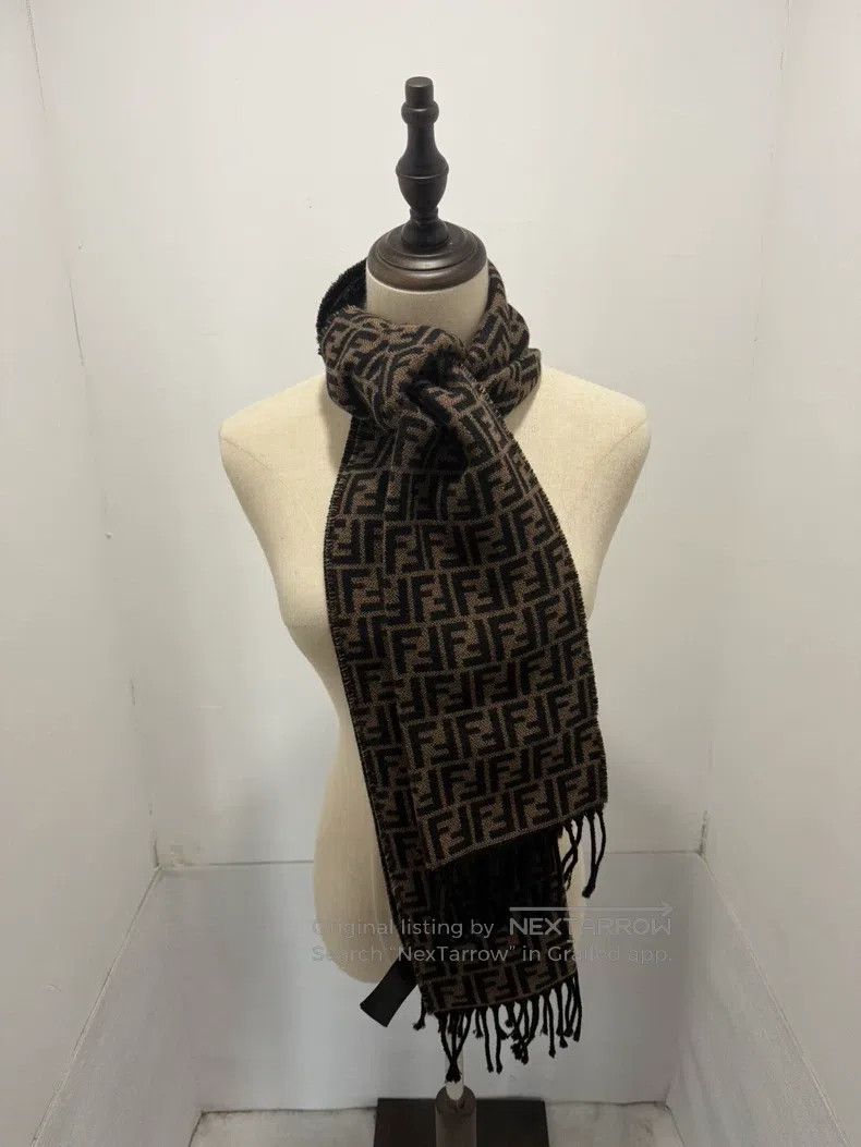 Fendi Fendi size 180*30 cm FF Monogrammed Wool Fringe Scarf Size ONE SIZE - 3 Thumbnail