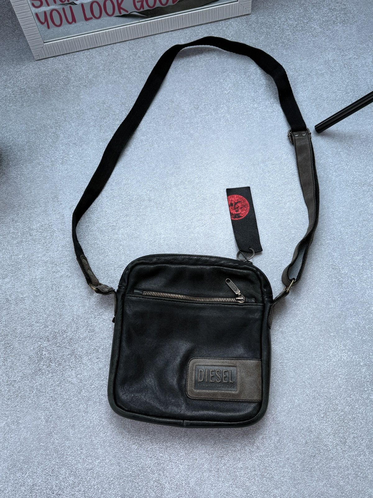 Diesel Vintage Diesel Reversible Messenger Bag Leather Black Men’s Size ONE SIZE - 4 Thumbnail
