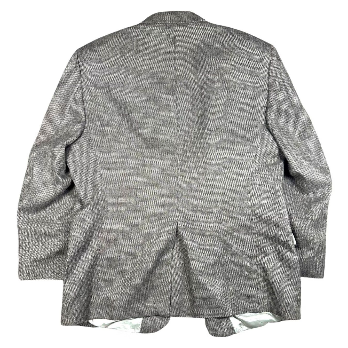 Vintage Towncraft Men's Blazer Jacket Brown Herringbone Wool Silk Blend Two Button Regular 46R Sport Coat Size 46R - 2 Thumbnail