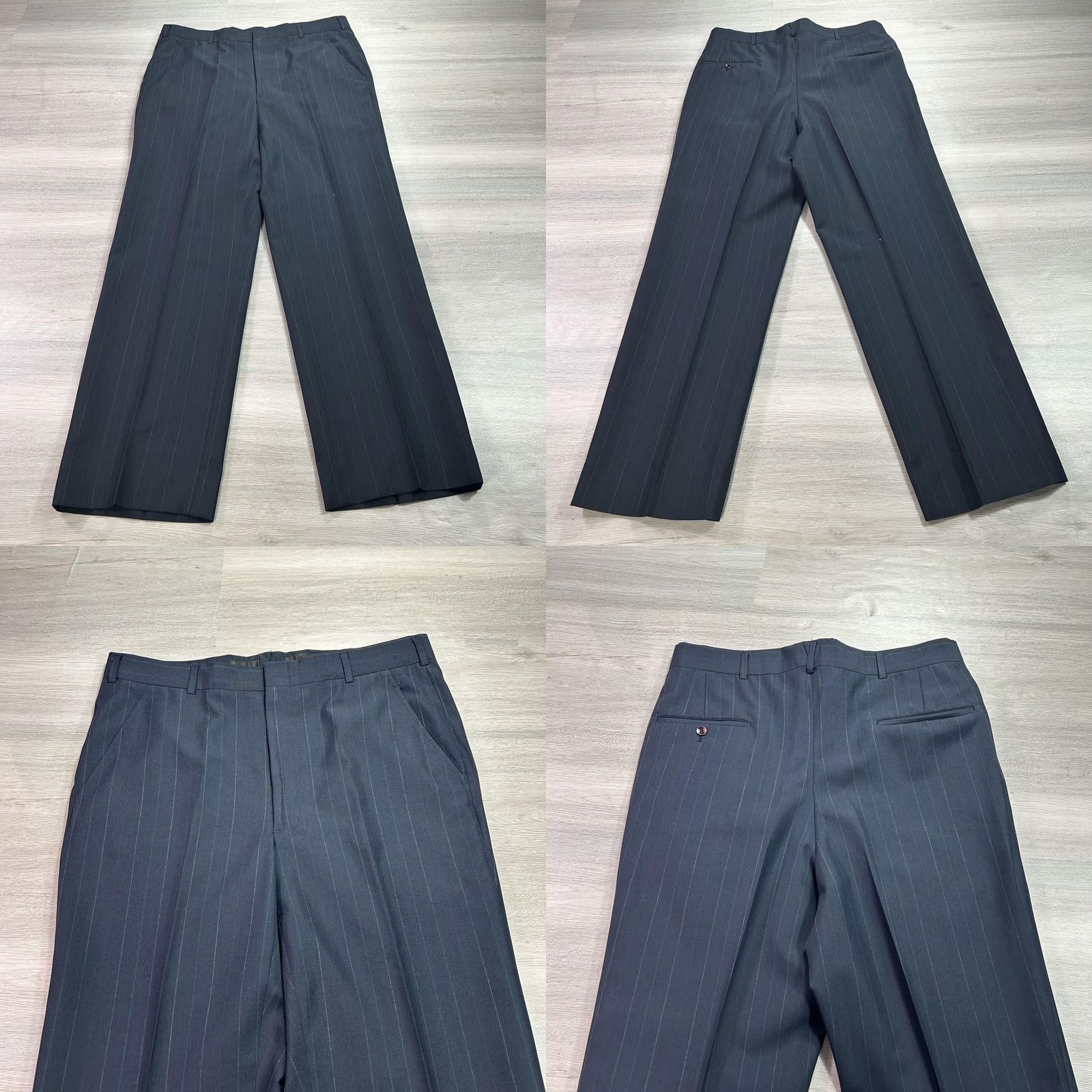 Hart Schaffner Marx VINTAGE Hart Schaffner & Marx Suit Mens 44R 36x31 Pinstripe Blue Charcoal 2 Piece 1990s Mens Size 44R - 9 Thumbnail