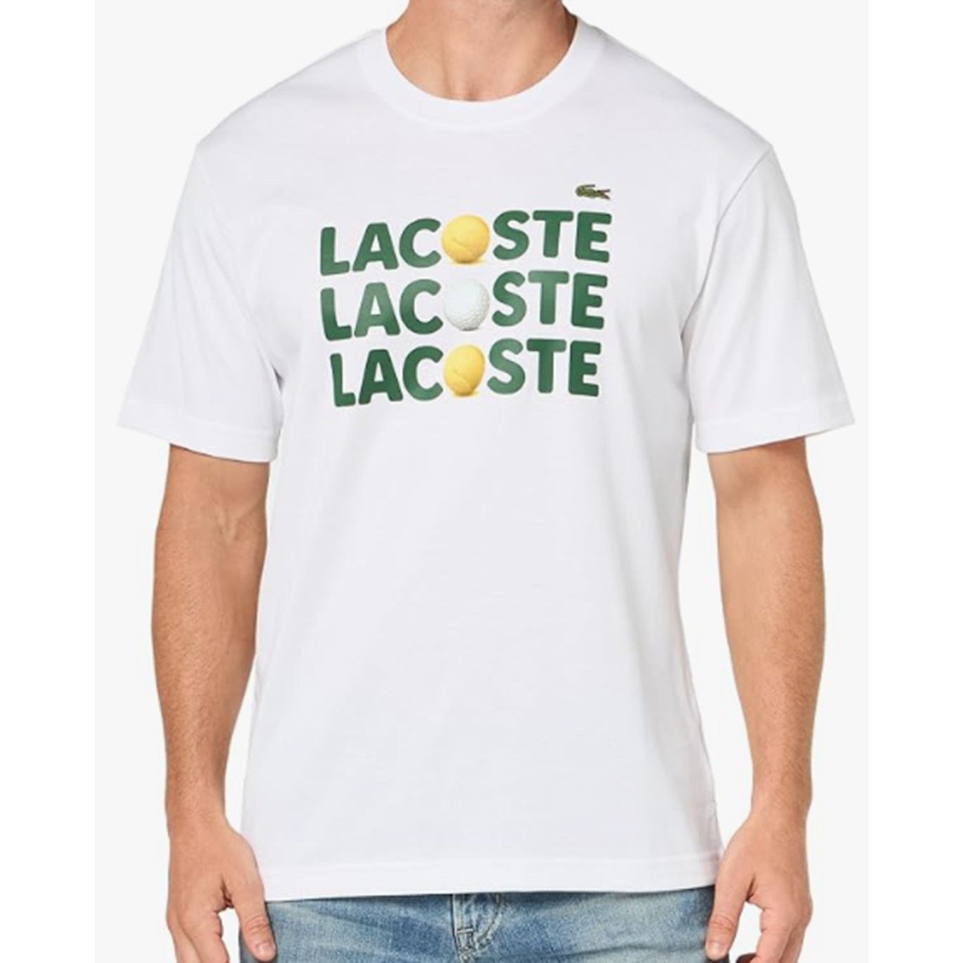 Lacoste Lacoste Men's Classic Fit T-Shirt Graphic On Front White 2XL Size US XXL / EU 58 / 5 - 1 Thumbnail