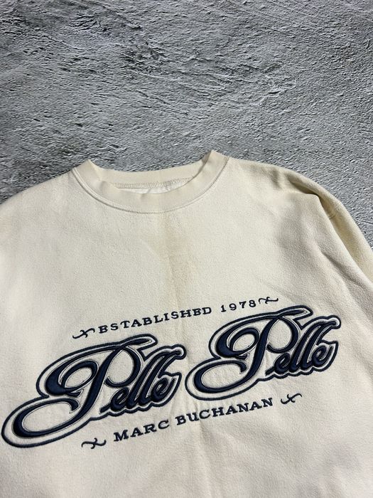 Vintage Pelle Pelle sweatshirt big logo 90s crewneck beige white