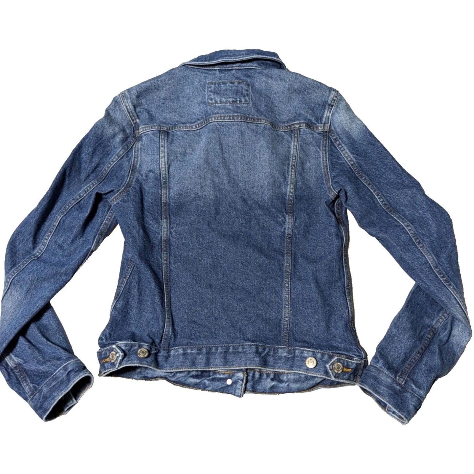 Ann Taylor LOFT Women XS Blue Stretch Denim Trucker Jacket, Regular, Button Closure, Casual, Jeans, Denims, Trucker Jacket Size 26" / US 2 / IT 38 - 4 Thumbnail