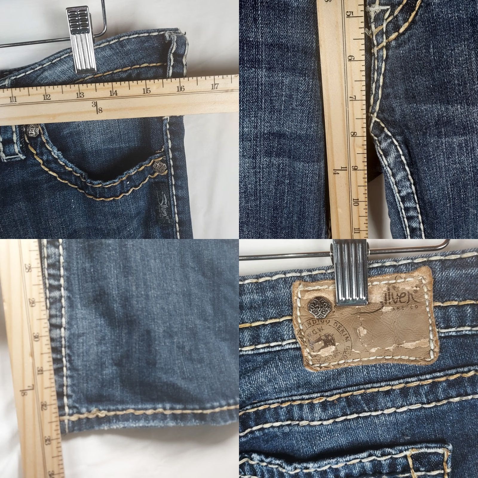 Silver Jeans Co. Silver Jeans Aiko Bootcut Jeans Women’s W29 L33 Mid Rise Distressed Denim Blue Jeans with Zip 5-Pocket Design Regular Fit Buttonless Size 29" - 8 Thumbnail