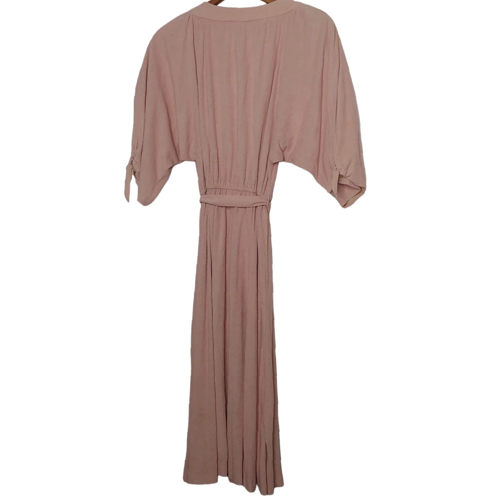 Pinko Vintage 1970s Dress Small Pink Terry Cloth Belted Knee Length Short Sleeves Tie Size 28" / US 6 / IT 42 - 3 Thumbnail
