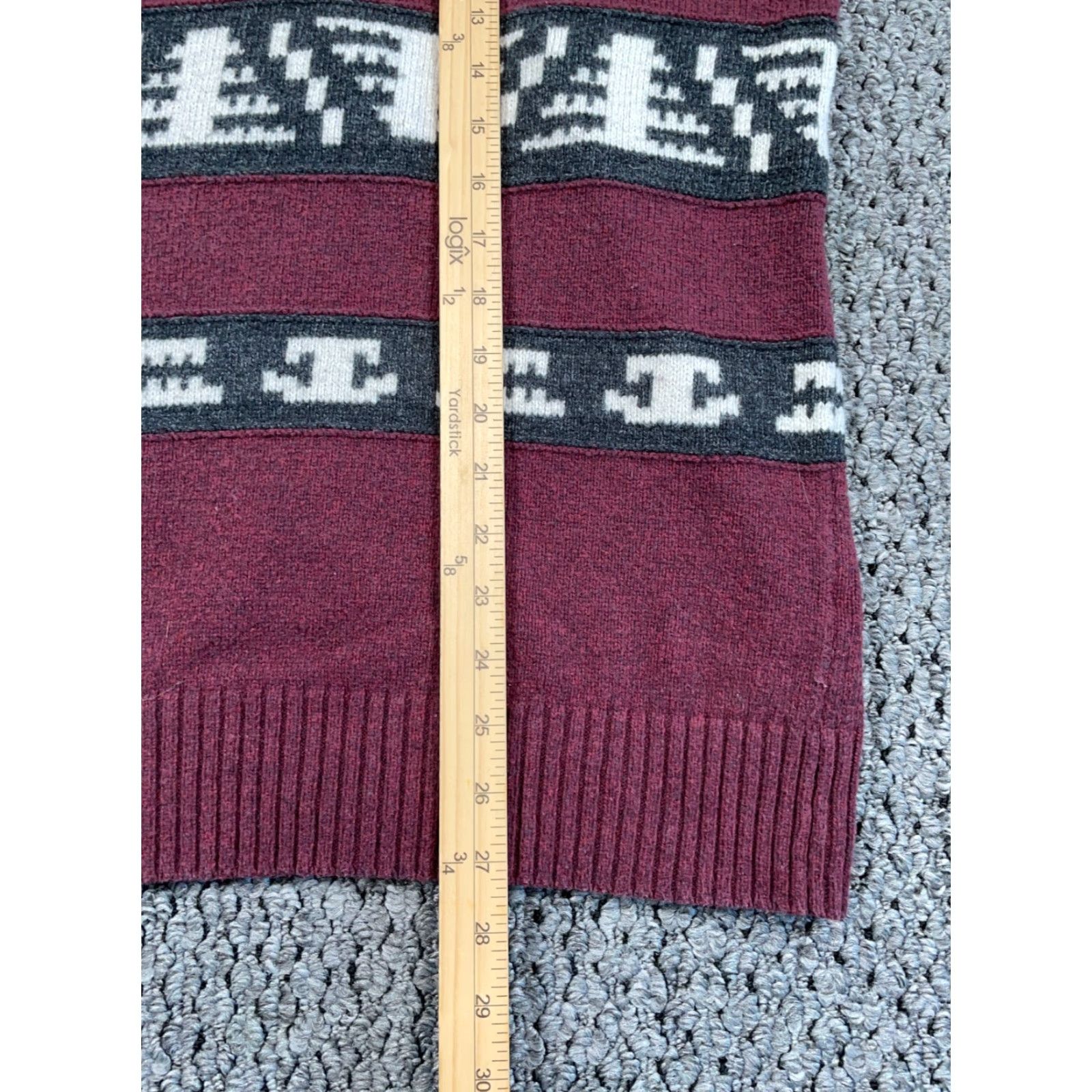 American Eagle Outfitters American Eagle Aztec Pattern Shawl Collar Sweater Adult Large Red Chunky Knit Size US L / EU 52-54 / 3 - 7 Thumbnail