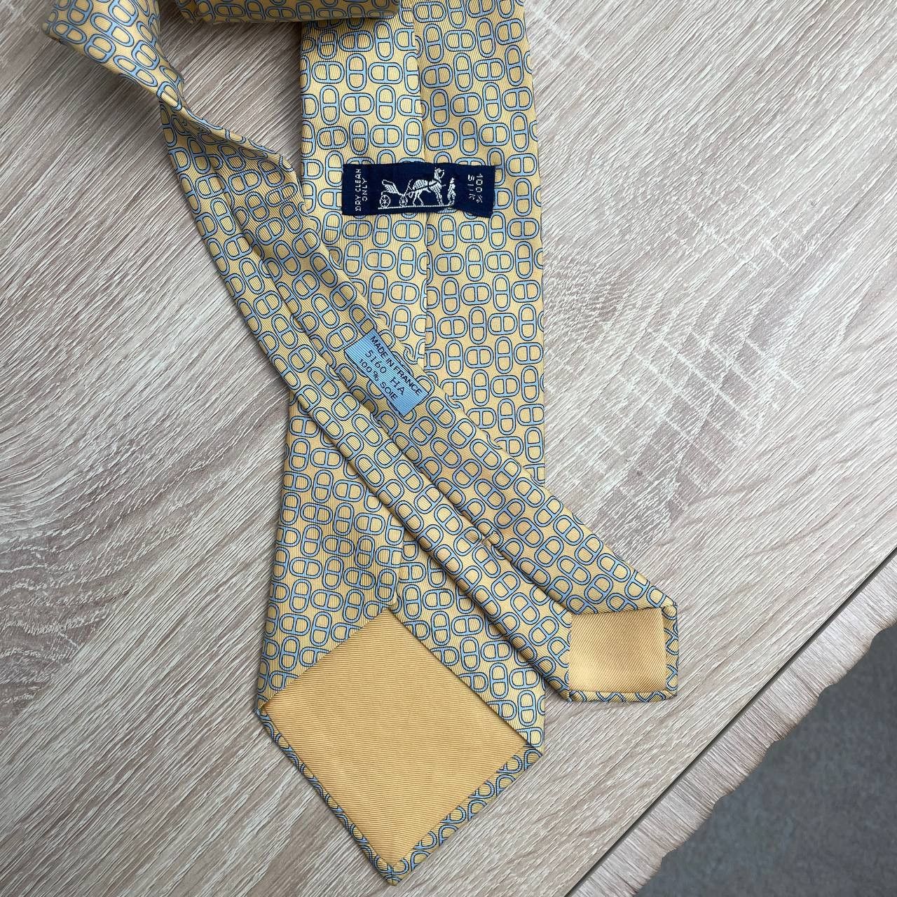 Hermes Hermes Paris Silk Tie 5160 HA Chains Yellow Size ONE SIZE - 4 Thumbnail