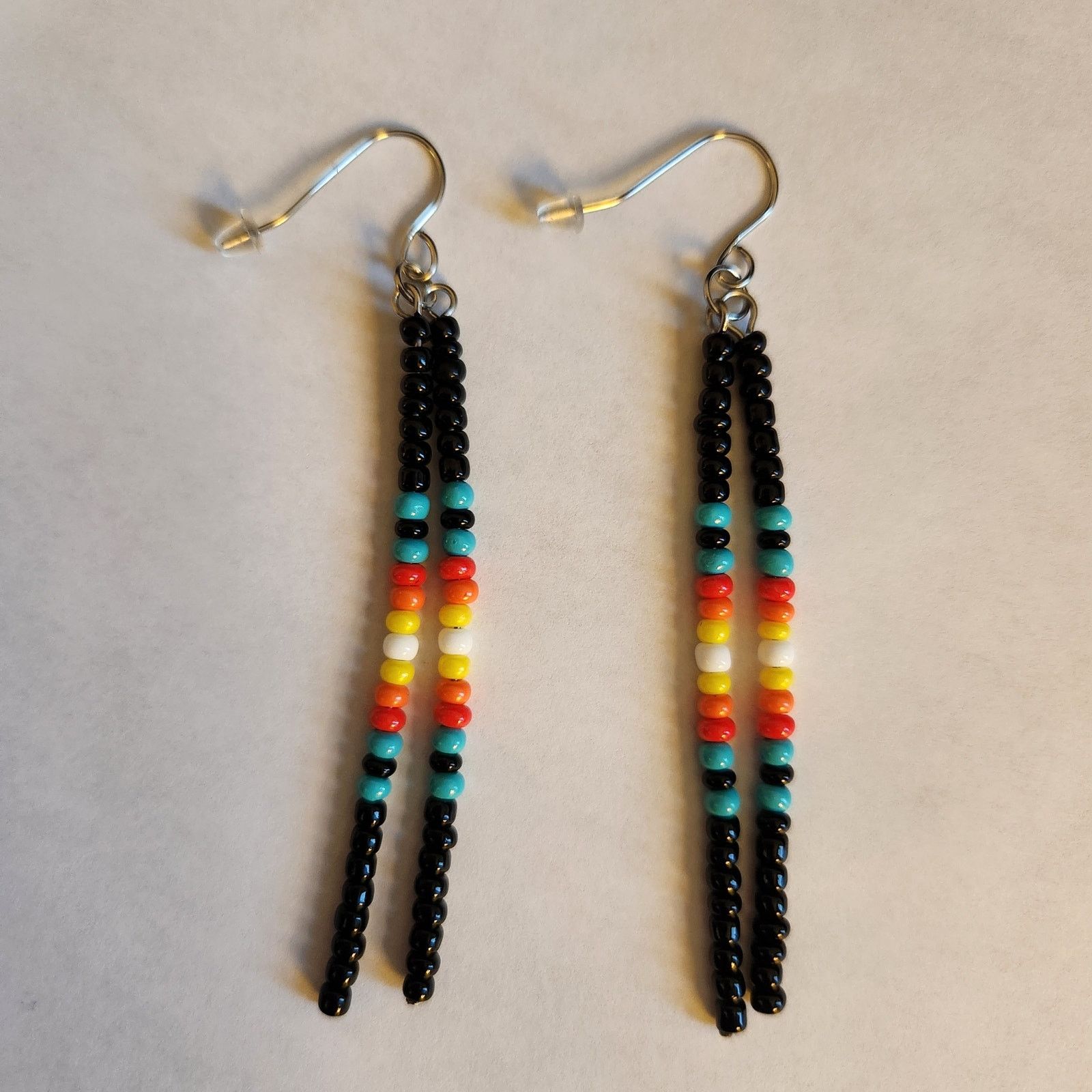Other Beaded Dangle Earrings Black Multicolor Seed Beads Size ONE SIZE - 3 Thumbnail
