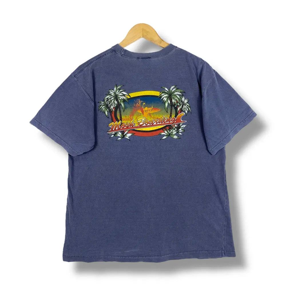 Vintage Vintage 90's MOSH BOARDING Graphic Surfing Apparel Tee Shirt Size US M / EU 48-50 / 2 - 1 Thumbnail