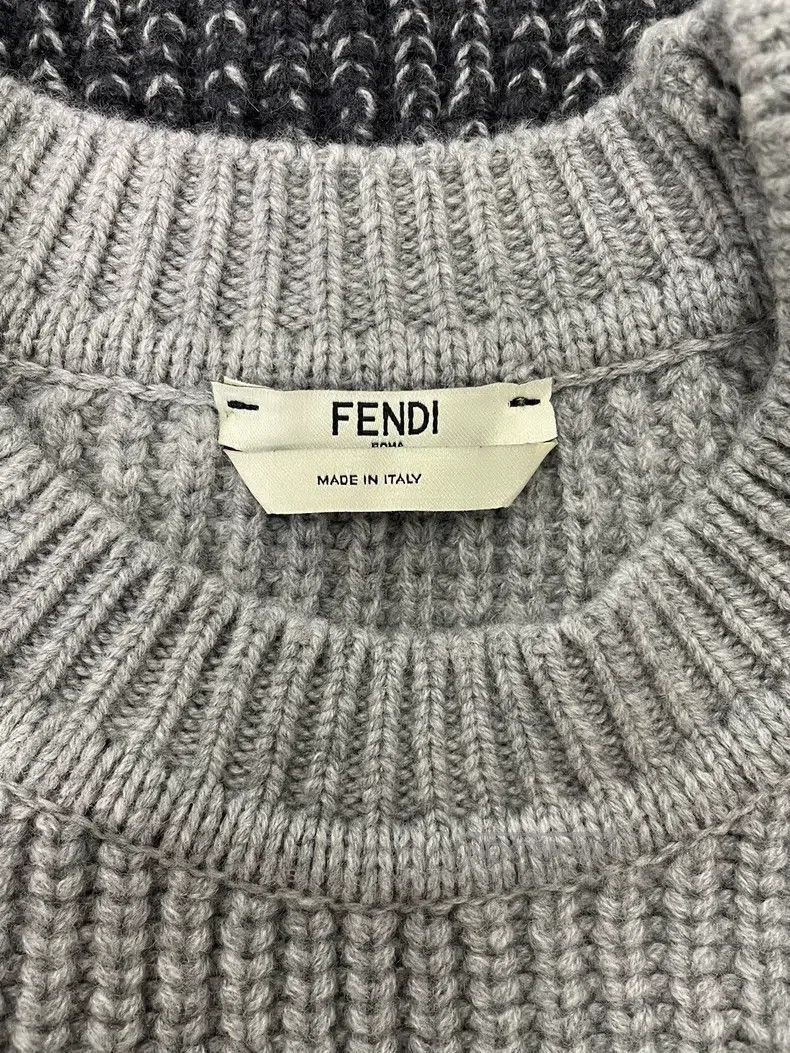 Fendi Fendi Grey Color-Blocked Striped Faux Mink Knit Sweater Size S / US 4 / IT 40 - 4 Thumbnail