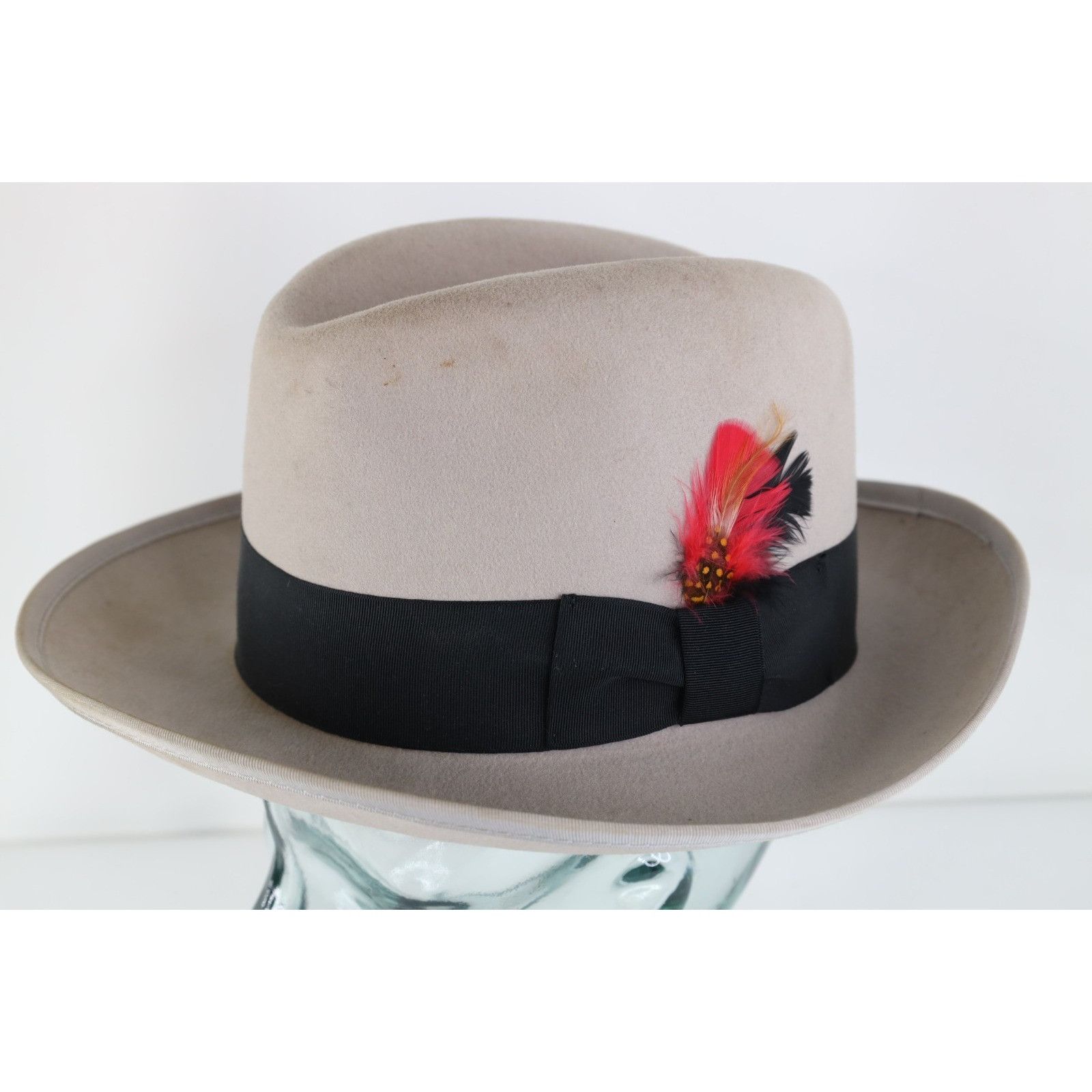 Vintage Vintage 70s Streetwear Wool Feather Ribbon Fedora Hat Size ONE SIZE - 1 Thumbnail