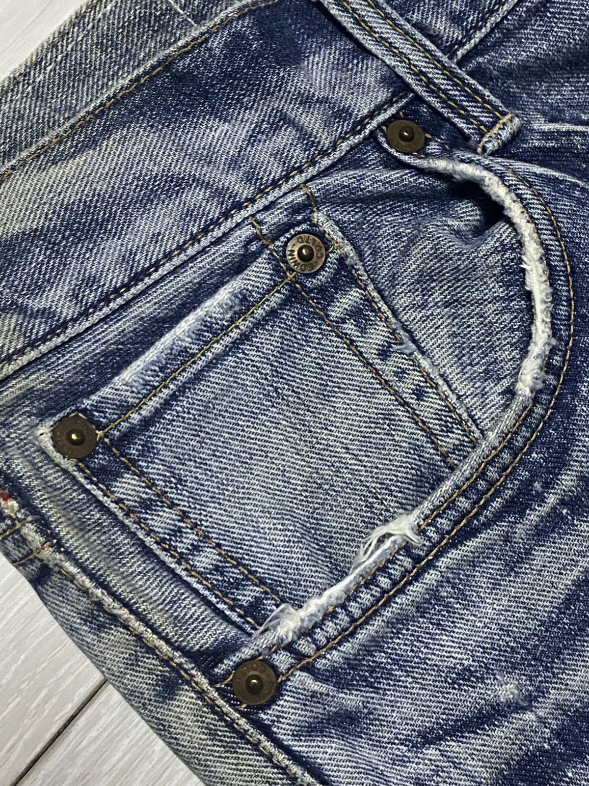Edwin Excluxive Vintage Edwin Washed Distressed Flare Jeans Size US 33 - 10 Thumbnail