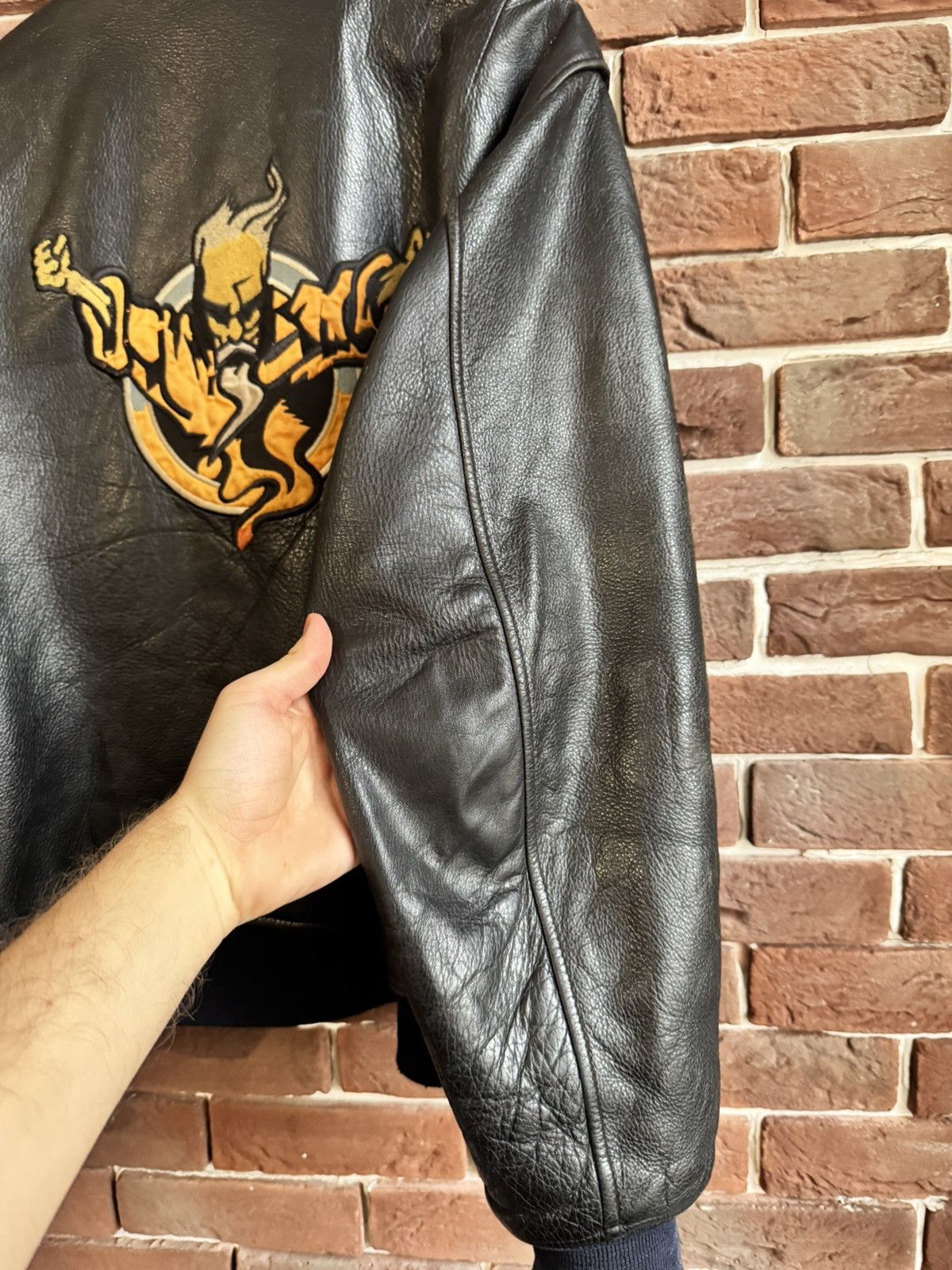Thunderdome Rare 90s Thunderdome Leather Bomber Jacket Gabber Hardcore Size US XL / EU 56 / 4 - 16 Thumbnail