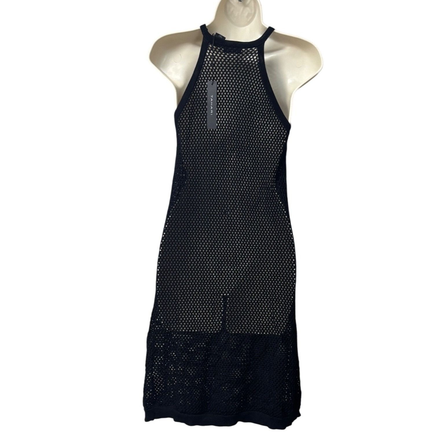 Other Tahari Womens Black Crochet Halter Cover-Up Dress, Black, Sz Size S / US 4 / IT 40 - 4 Thumbnail