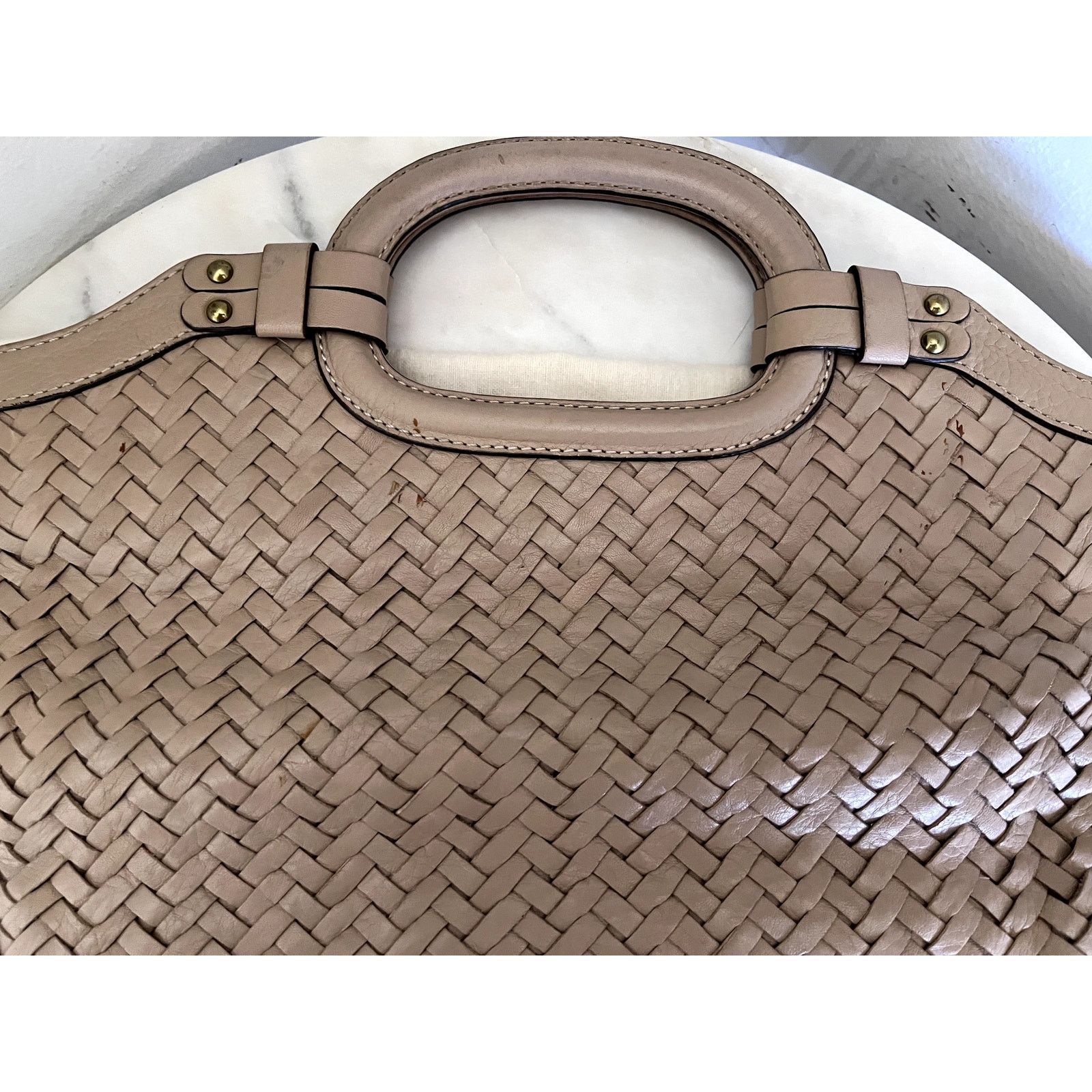 Cole Haan RARE 2006-07 Cole Haan VILLAGE WEAVE Flap Tote Taupe Bag Size ONE SIZE - 10 Thumbnail
