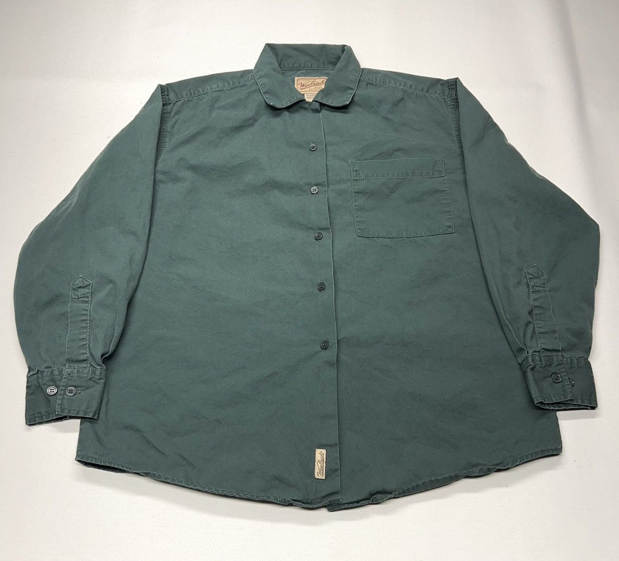 Vintage × Woolrich Woolen Mills Woolrich Button Up Shirt Green Pocket Solid Fern Classic Size M / US 6-8 / IT 42-44 - 1 Thumbnail