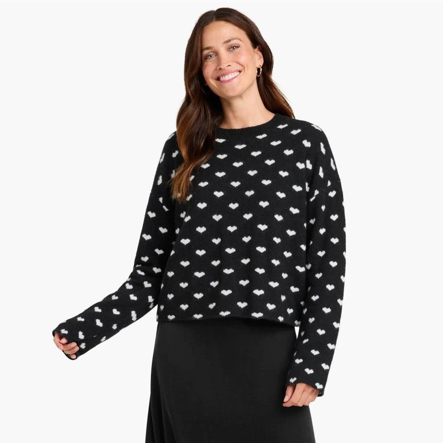 Splendid Splendid Women Black/White Knit Crewneck Sweater Size M Size M / US 6-8 / IT 42-44 - 1 Thumbnail