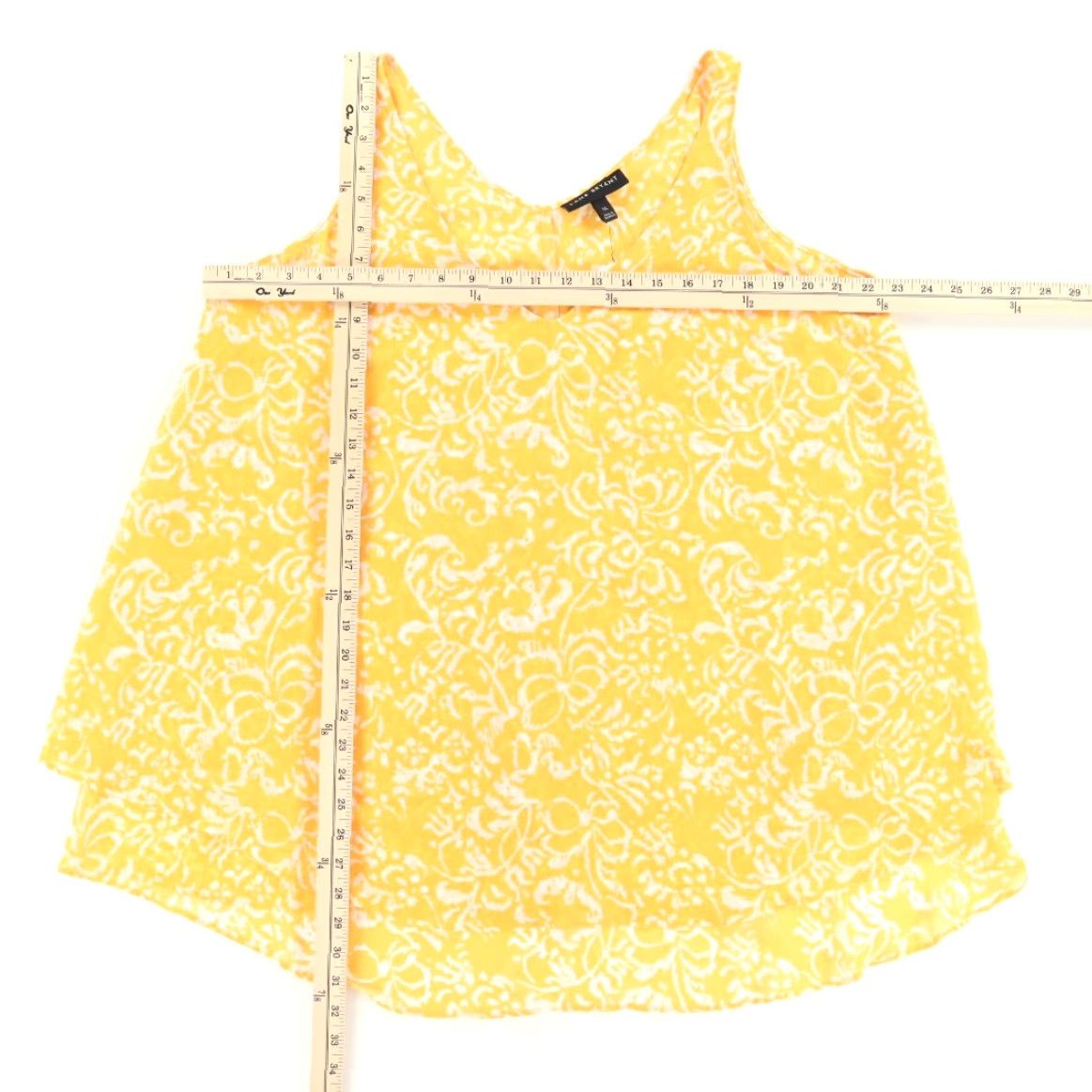 Vintage Lane Bryant Yellow Flowered Tank Tunic V-Neck Top Women 14L Shirt Sleeveless Floral Size XL / US 12-14 / IT 48-50 - 3 Thumbnail