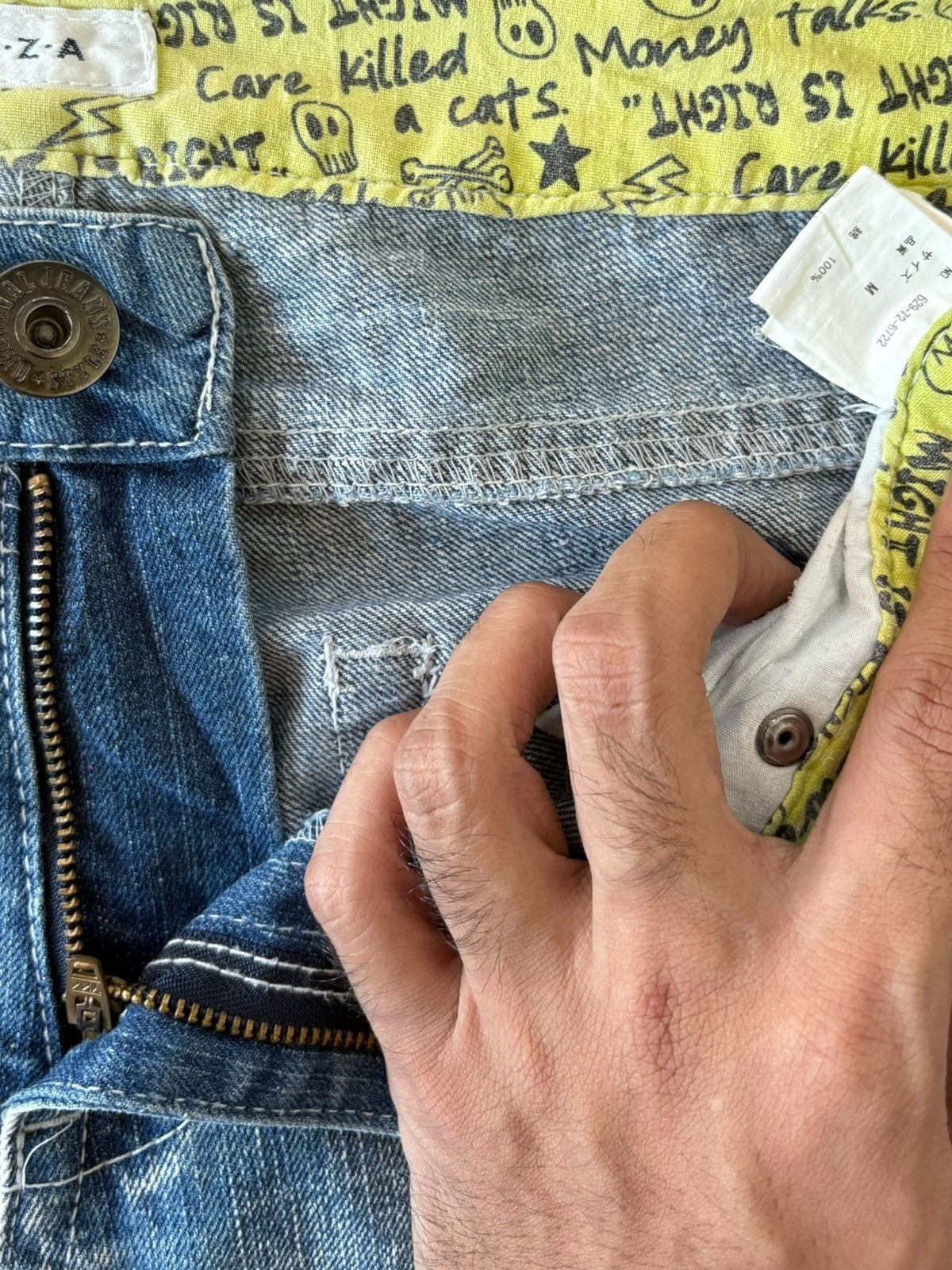 If Six Was Nine Vintage Japanese Brand Painted Distressed Baggy Jeans Size US 31 - 5 Thumbnail