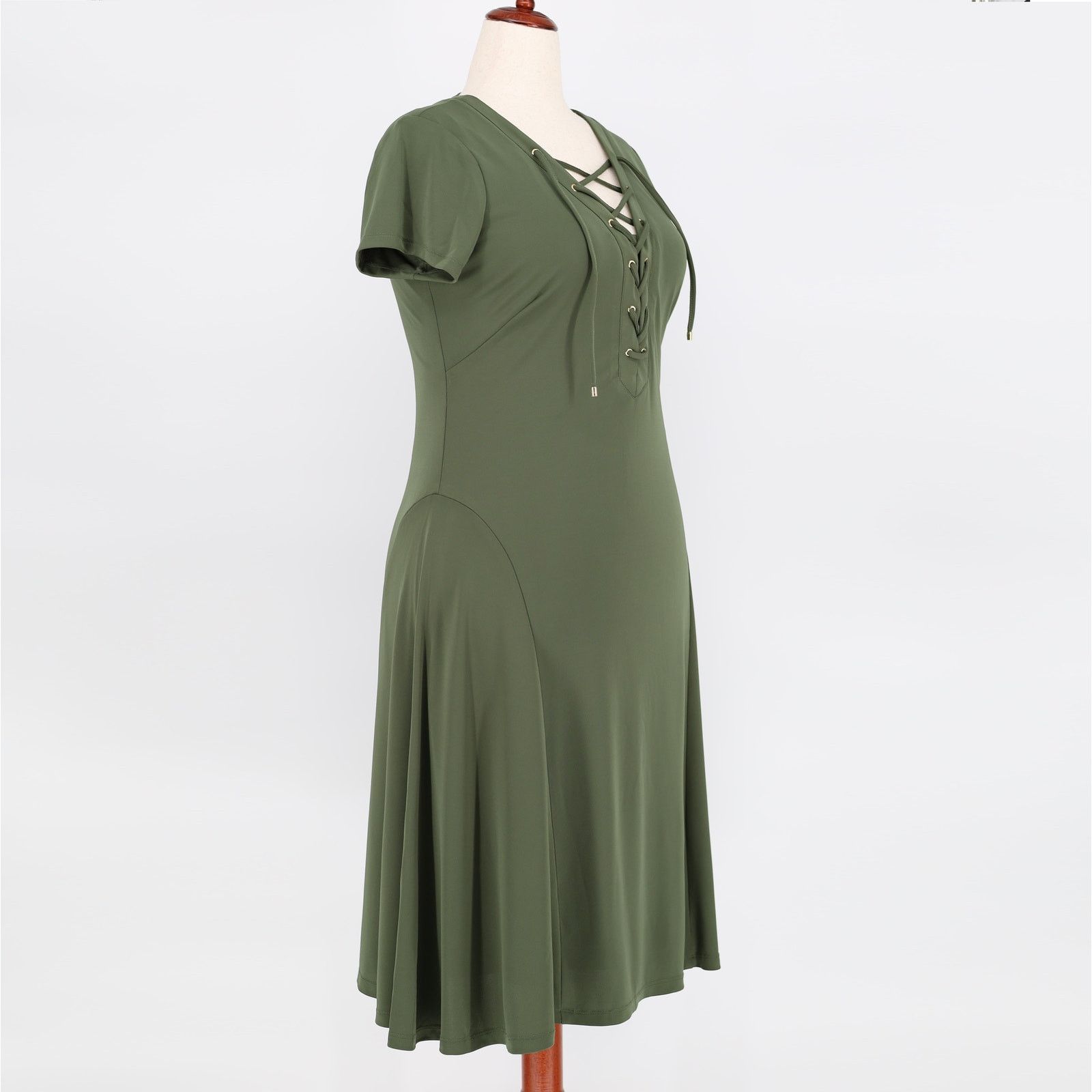 Ralph Lauren Lauren Ralph Lauren Women Olive Lace-Up Midi Dress Size 10 Size L / US 10 / IT 46 - 5 Thumbnail