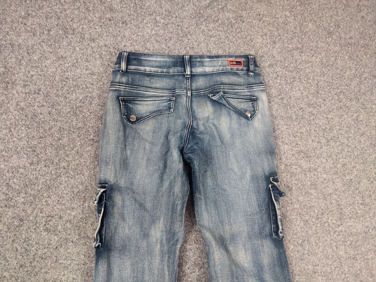 Le Grande Bleu (L.G.B.) GR Vintage Faded Y2K lGB Y2K Opium Style Cargo Flared Jeans Size 30" / US 8 / IT 44 - 12 Thumbnail