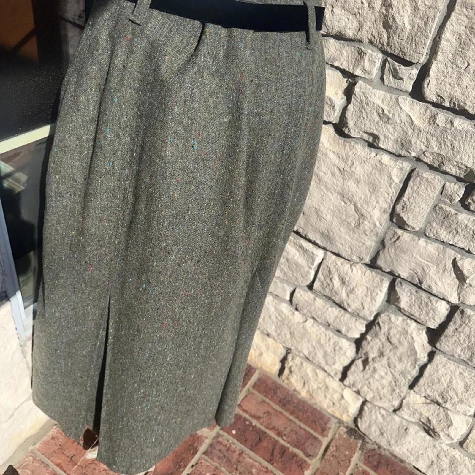 Other Green wool midi skirt with button front and slit vintage Size 36" / US 14 / IT 50 - 2 Thumbnail