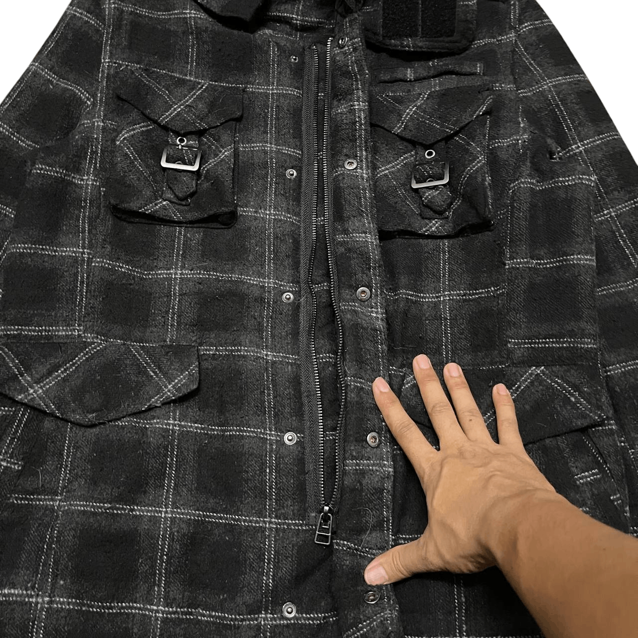 In The Attic Vintage In The Attic Plaid Fur Hooded Jacket Size US L / EU 52-54 / 3 - 8 Thumbnail