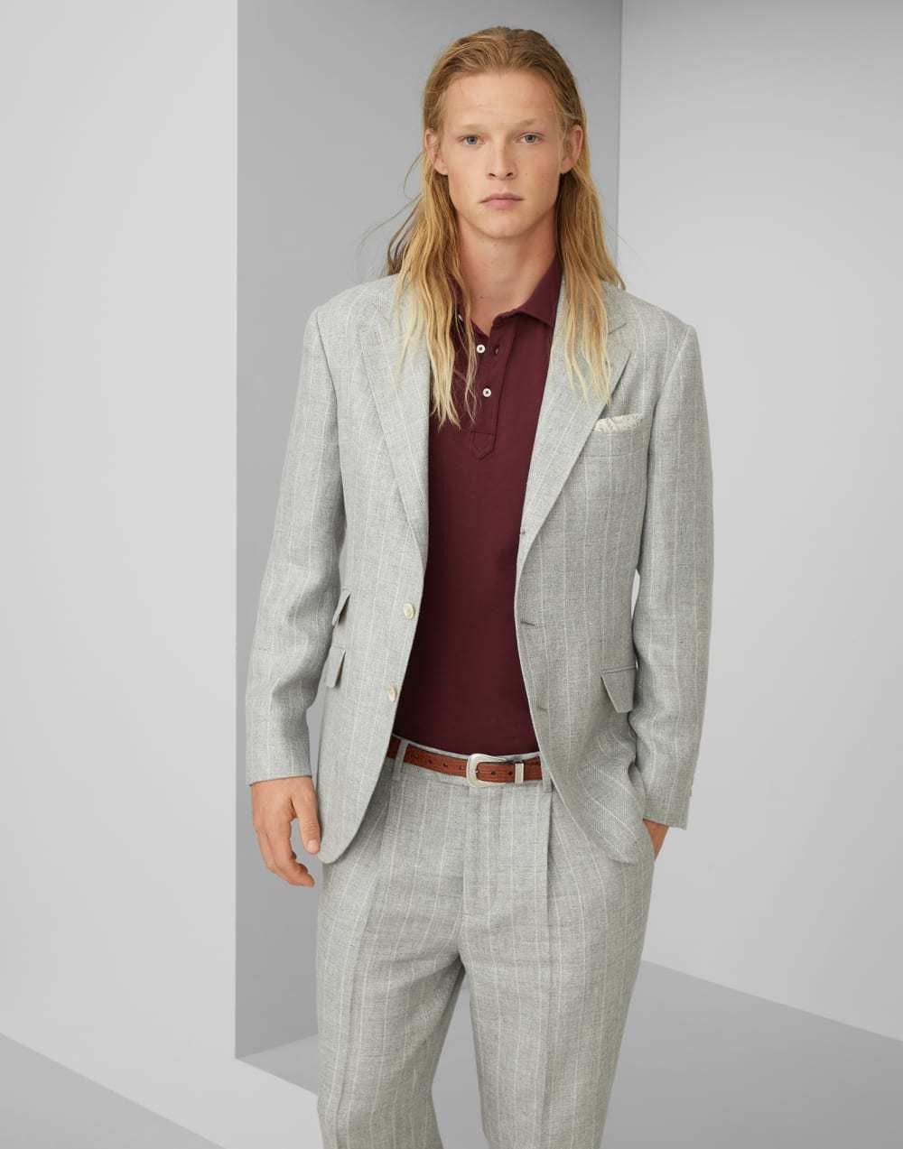 Brunello Cucinelli o1la1rc1a0425 Woven Jacket Wool in Light Grey Size US S / EU 44-46 / 1 - 3 Thumbnail