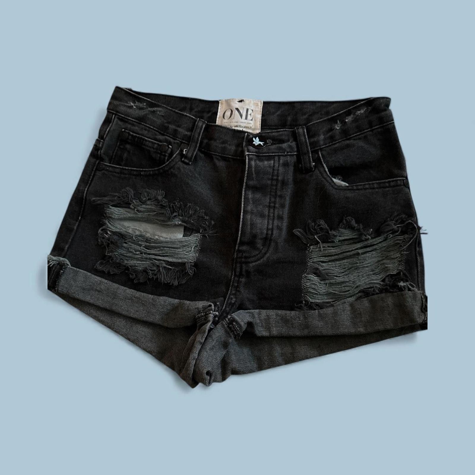 One Teaspoon 🥄 One Teaspoon Hawks Distressed Denim Shorts – Size 26 Size 27" / US 4 / IT 40 - 1 Thumbnail