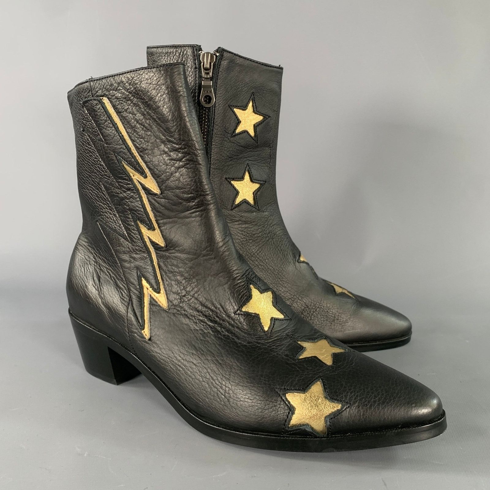 Other MODERN VICE 10.5 Black Gold Leather Stars Side Zipper Boots Size US 10.5 / IT 40.5 - 1 Thumbnail