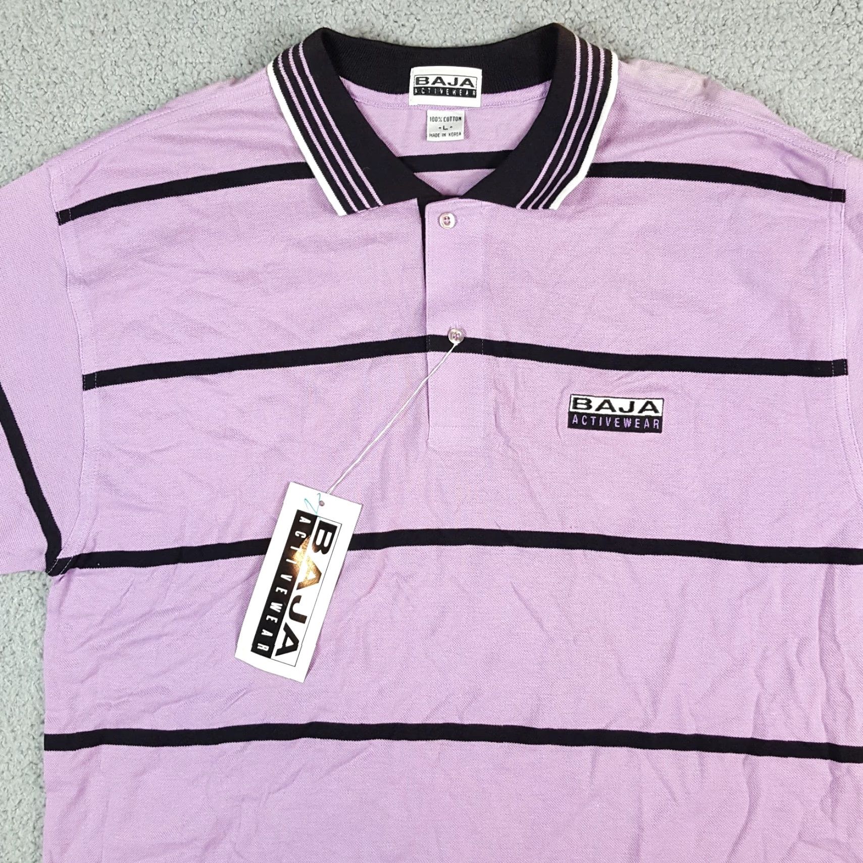 Vintage Vintage Baja Polo Shirt Mens Size L Striped Purple Skater Preppy 90s Surf Collar Casual Shirt Size US L / EU 52-54 / 3 - 2 Thumbnail