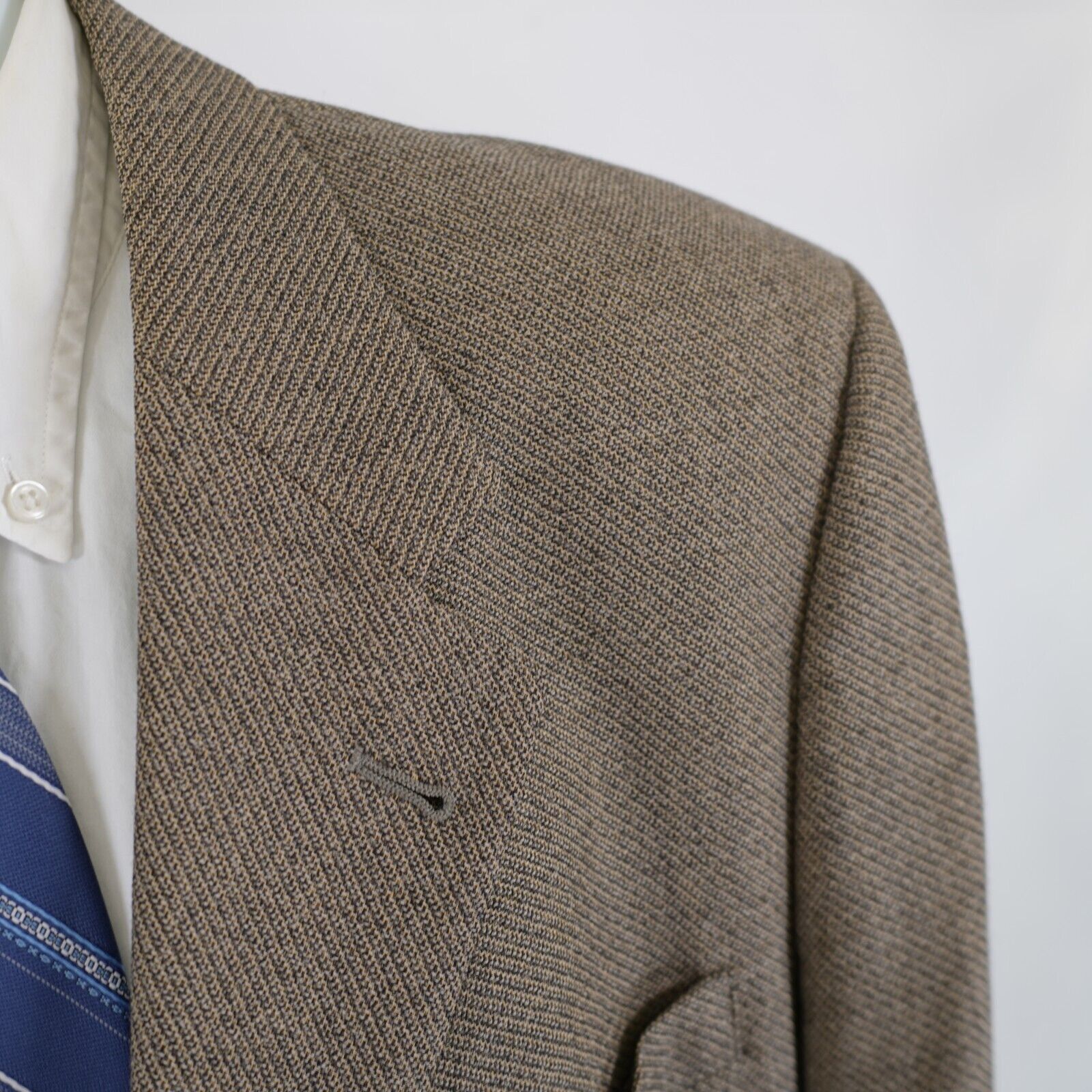 Hart Schaffner Marx Hart Schaffner Marx Tweed Wool Gray Tan Weave Sport Coat 44L Size 44L - 2 Thumbnail