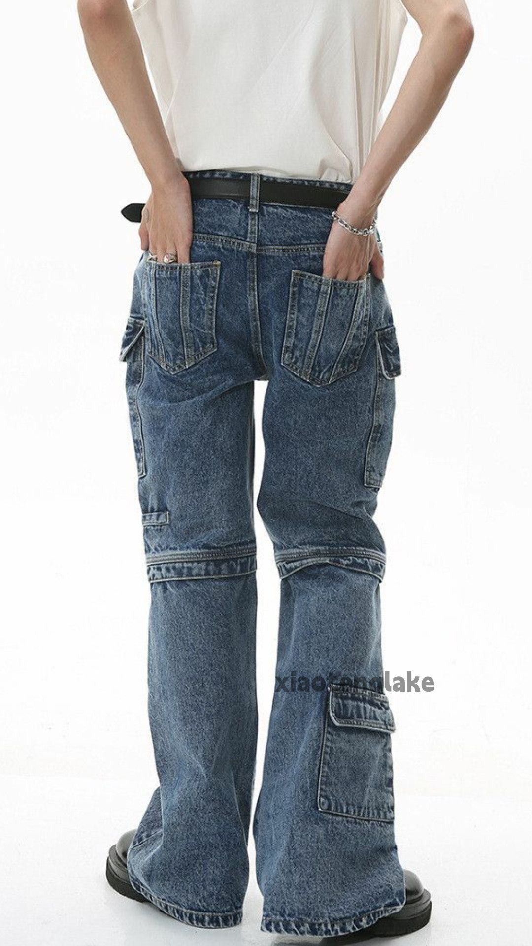 Jean × Vintage washed faded punk grunge bootcut flared cargo jeans Size US 30 / EU 46 - 3 Thumbnail
