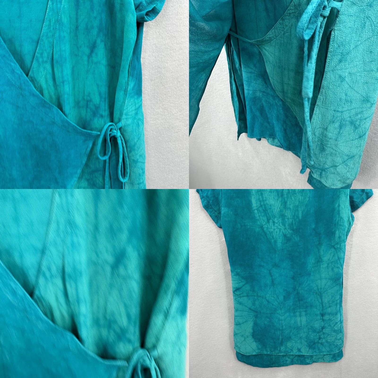 Vintage VINTAGE Dorothy Schoelen Blouse Womens Petite Small Wrap USA Y2K Retro 90s Blue Size S / US 4 / IT 40 - 8 Thumbnail