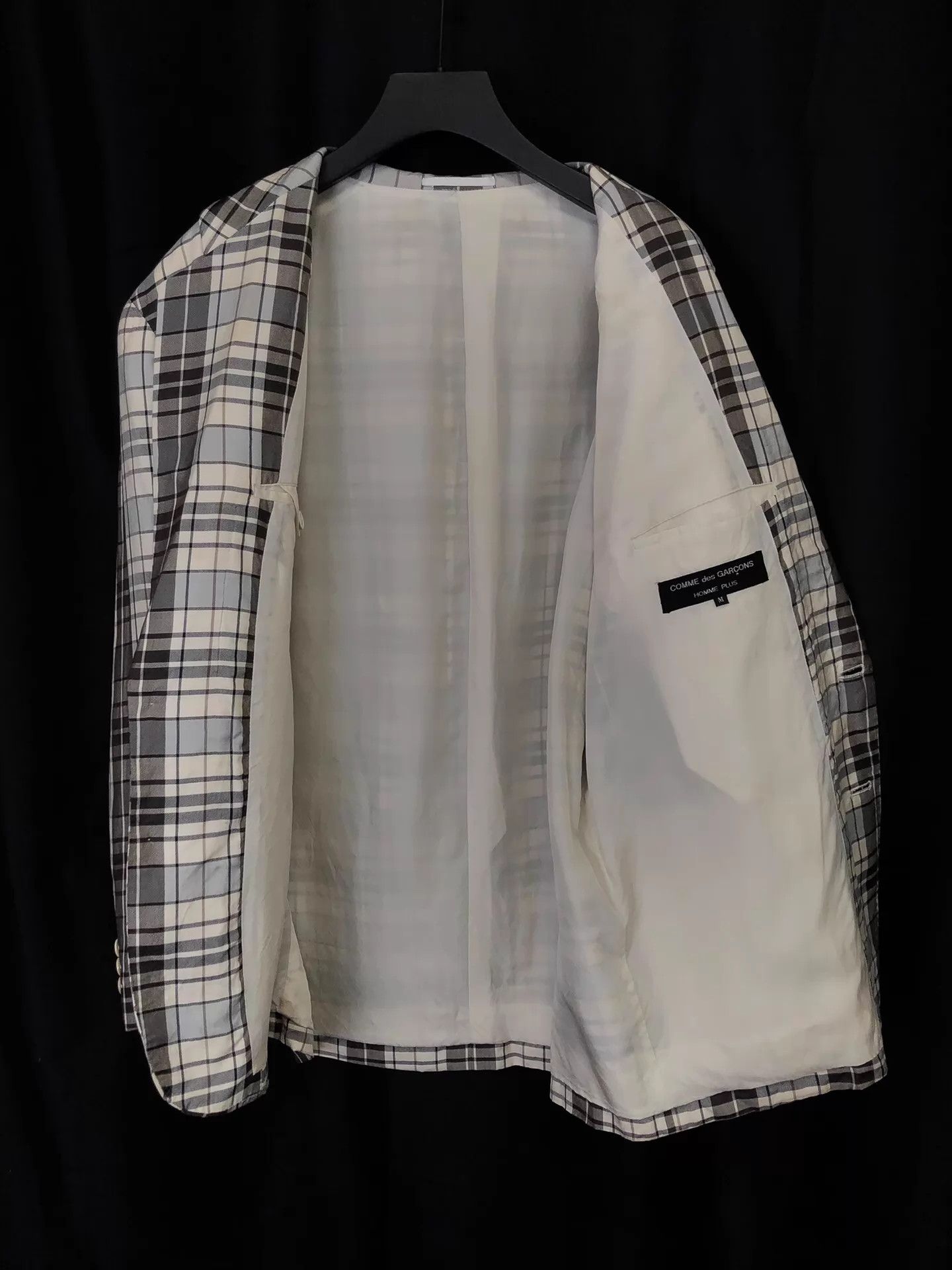 Comme des Garcons CDG 87SS Silk Ivory Gray Gradient Check Jacket Size US M / EU 48-50 / 2 - 5 Thumbnail