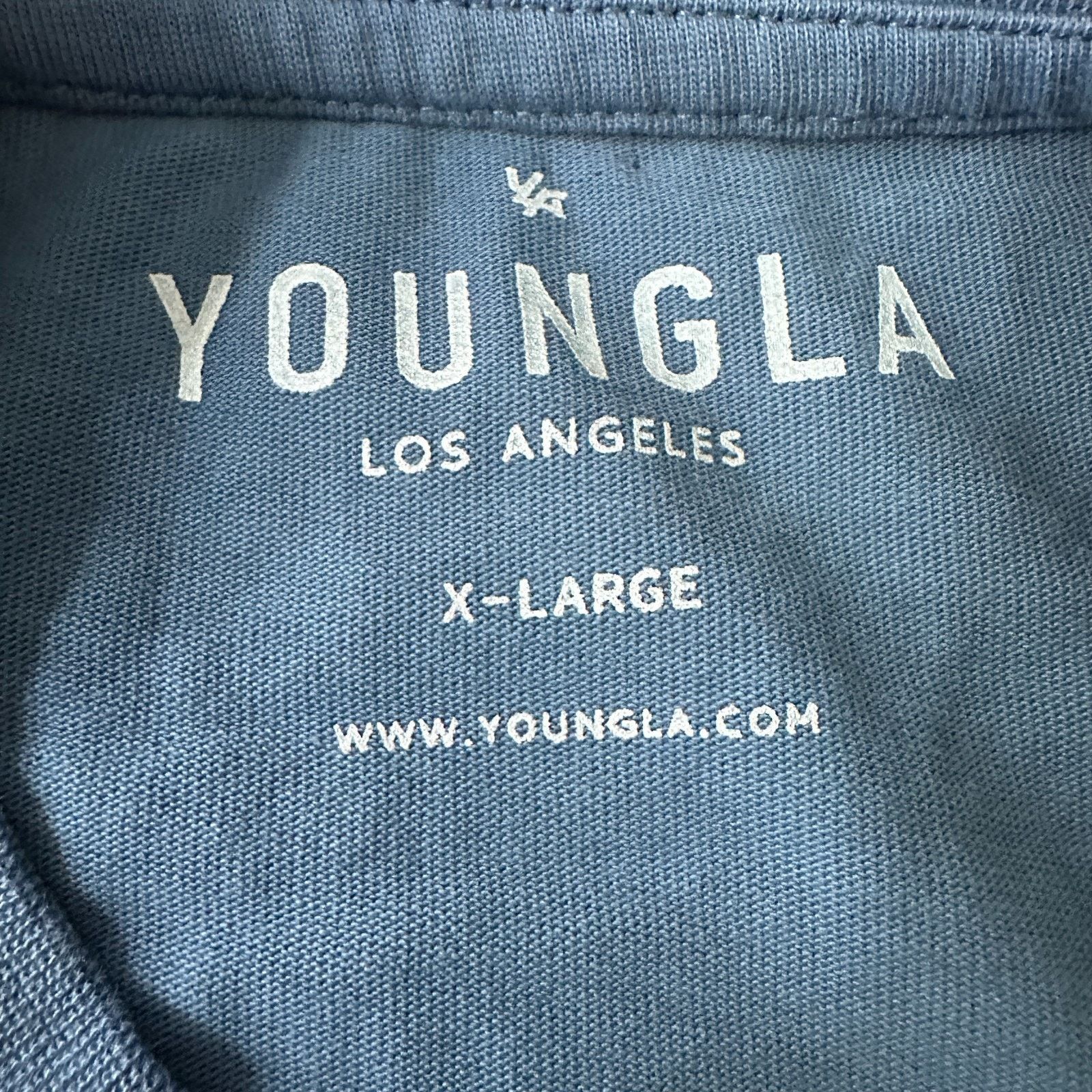 Young Thug YoungLA Roman Tee T-Shirt Mens XL Blue Cotton Embroidered Size US XL / EU 56 / 4 - 5 Thumbnail
