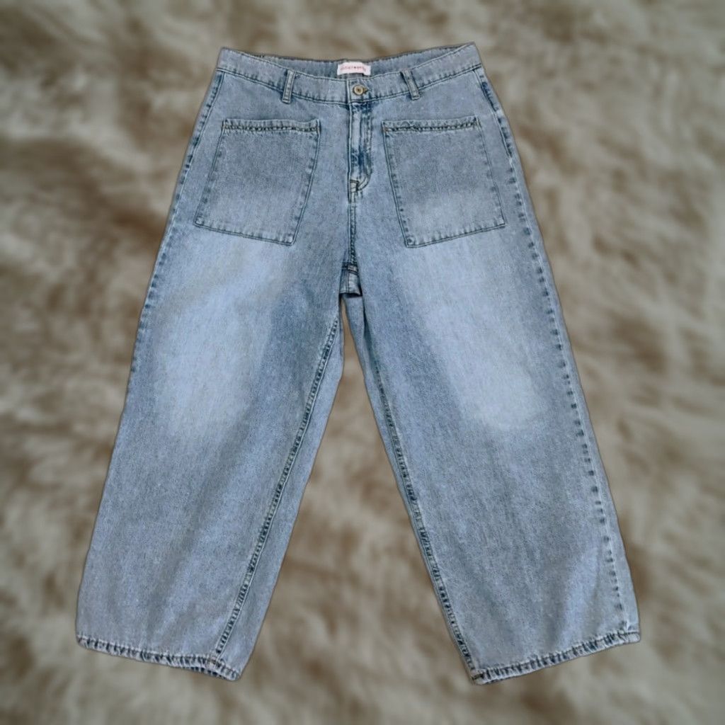 Lucky Brand Lucky Brand Jeans High Rise Wide-Leg Crop Women 34x25 Light Wash Denim Cotton Regular Inseam 25 Inches Blue 34 Waist 34 Size 24" / US 00 / IT 34 - 1 Thumbnail