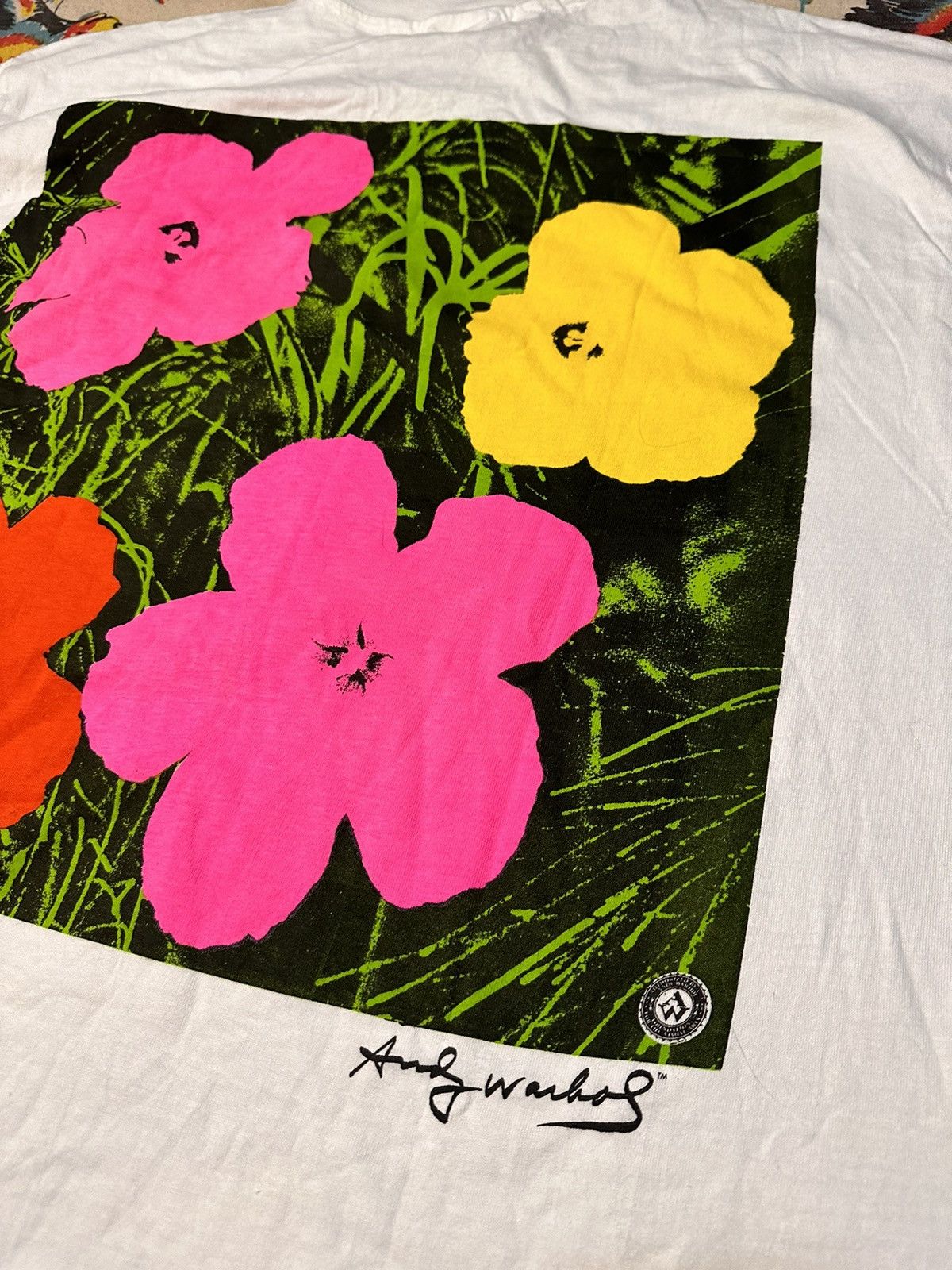 Andy Warhol × Vintage Vintage 90s Andy Warhol Flowers Pop Art T Shirt Size US XL / EU 56 / 4 - 8 Thumbnail