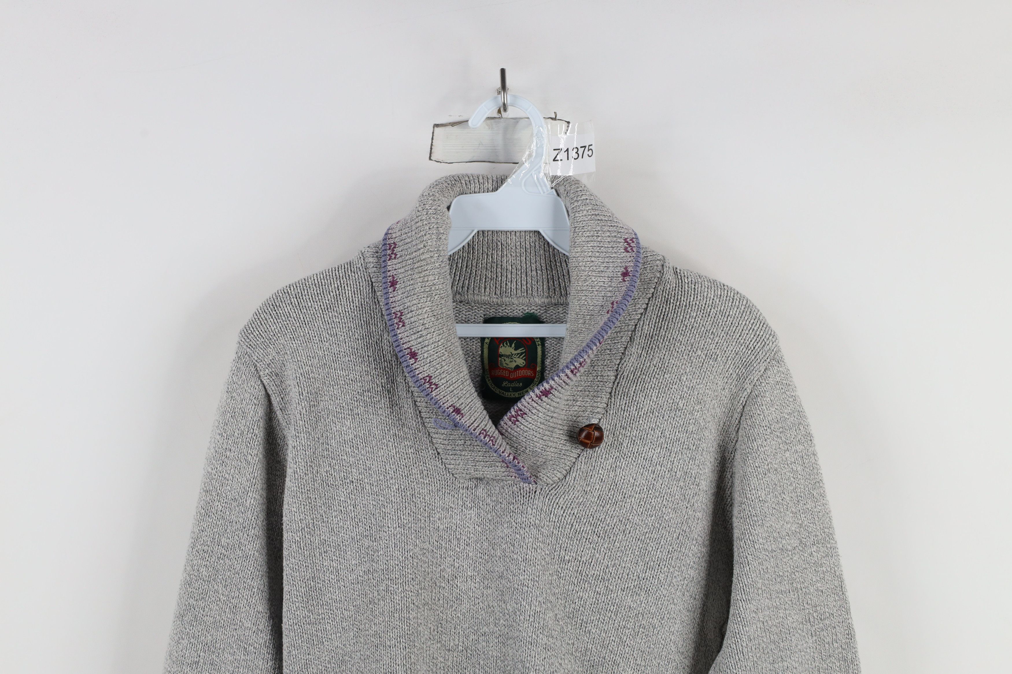 Vintage Vintage 90s Streetwear Knit Pullover Shawl Sweater Gray Size L / US 10 / IT 46 - 2 Thumbnail