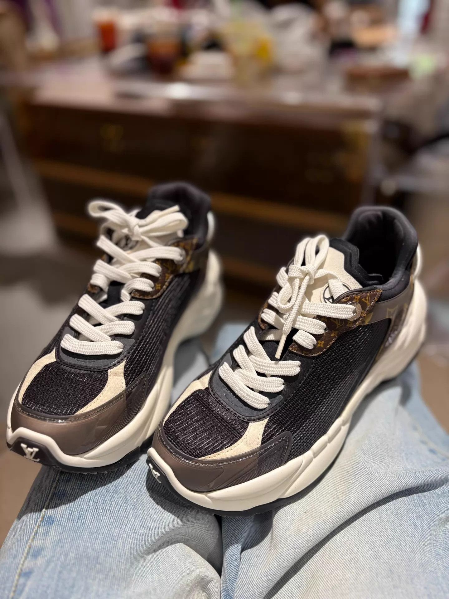 Louis Vuitton LV run55 black monogram thick sole casual shoes 36 Size US 5.5 / IT 35.5 - 1 Thumbnail