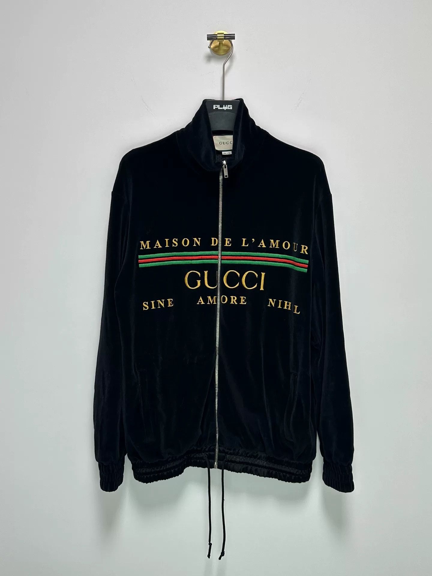 Gucci Gucci Black Velvet Embroidered Logo Jacket Size US M / EU 48-50 / 2 - 1 Thumbnail