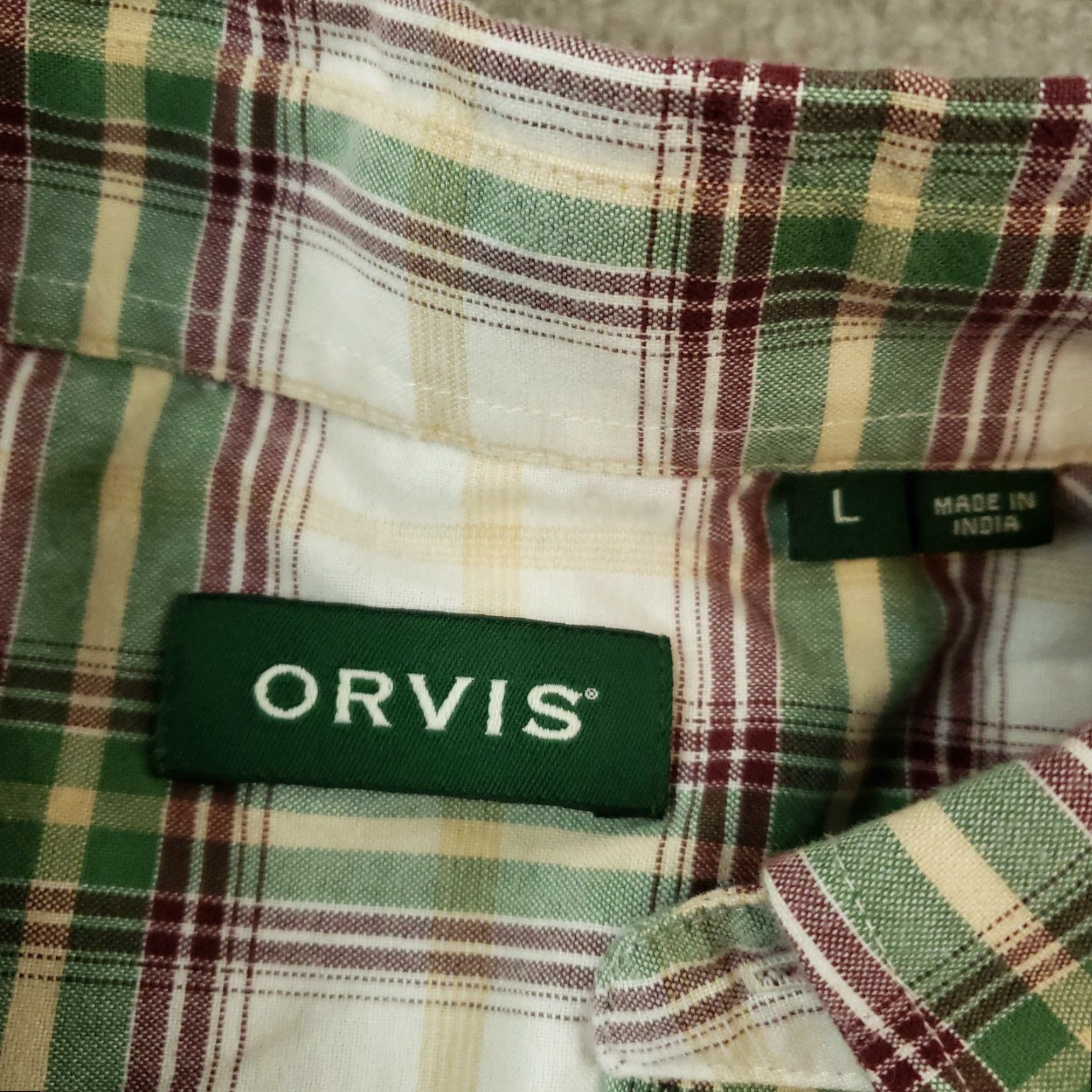 Orvis Orvis Mens Large White Green Plaid Shirt Extra Large XL Button Up Long Sleeve Casual Size US L / EU 52-54 / 3 - 5 Thumbnail